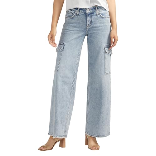 Silver Jeans Co. Women's Suki Mid Rise Curvy Fit Flare Leg Jeans
