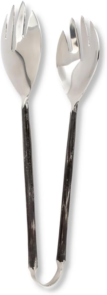 10 in. Salad Tongs with Forge Finish Handle Antique Black