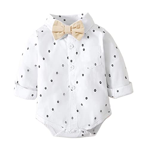 Purskyy Newborn Tuxedo Suit For 0-3 Months Baptism Wedding Clothes Sets Romper Shirt + Pants + Suspender + Bow Tie 4Pcs Baby Boys Blazer Outfit Gentleman Suit #TOP1