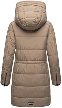 MARIKOO B987 Winterjas voor dames, gewatteerd, voor het tussenseizoen, gewatteerd, lang, warm, capuchon, donkerrood, S
