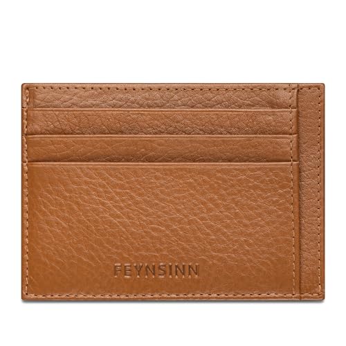 Portefeuille marron cuir véritable haut de gamme et mince anti-RFID pour femme