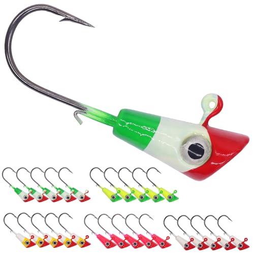 Shad Darts Crappie Jigs Head Bucktail Hair Jig for American Shads Crappie Bass Fishing Lures 1/16oz 1/8oz 1/32oz 1/4oz 25 Pack (Shad Dart Jig Heads, 1/32 oz (0.9g)-25 Pack)