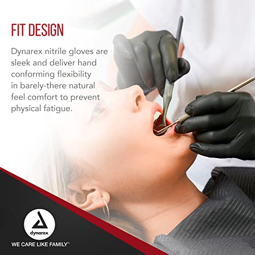 Dynarex Safe-Touch Black Disposable Nitrile Exam Gloves, Powder-Free, Used In Healthcare & Professional Settings, Law Enforcement, Tattoo, Salon Or Spa, Large, 1 Case, 10 Boxes Of 100 Gloves #TOP3