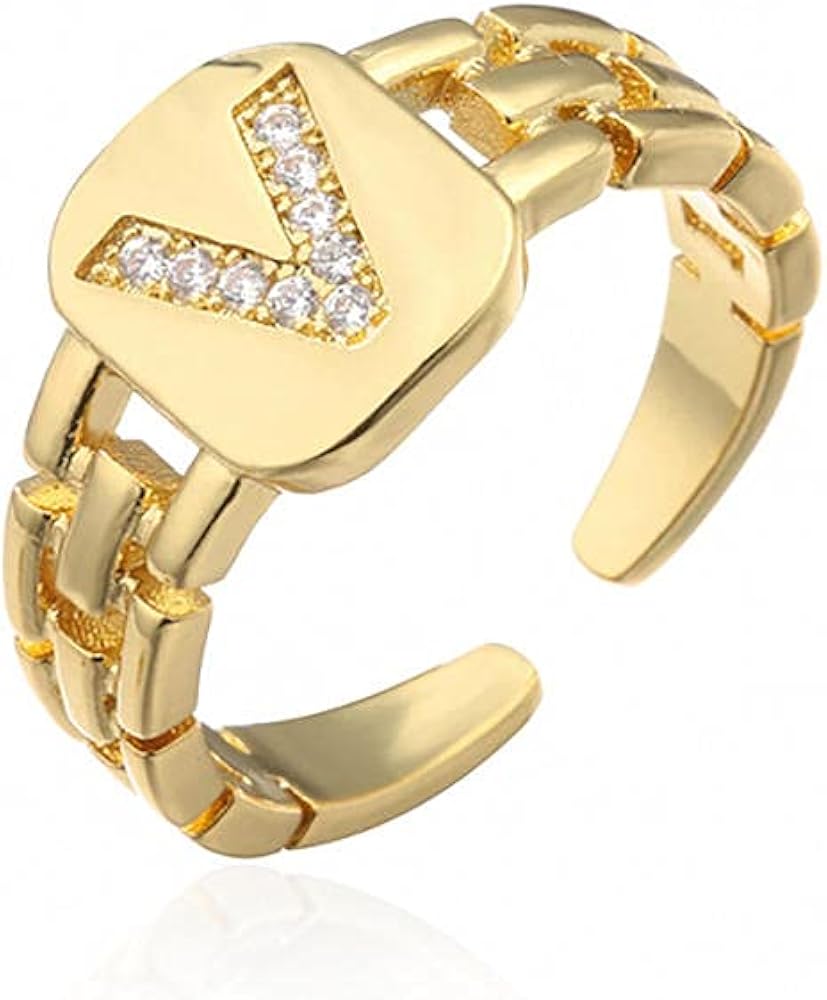 MIHTAO Gold Initial Rings for Women，26 Letters Rings,Women's Initial
