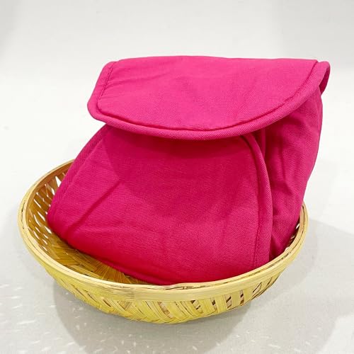 Image of Swayam 100% Cotton Cloth Roti Casserole | Hot Chapati Box | Washable Bread Basket | 22 cm Round Roti Basket | Floral Design - Pink Fuchsia