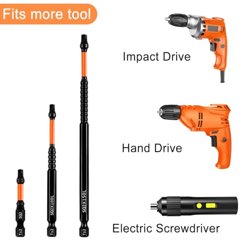 Impact Bit Set, chjcoxk 10PCS #2 Square Drive Bits SQ2 Drill Bit, Magnetic S2 Steel Square Screwdriver Bit, 2" 4" 6" Long