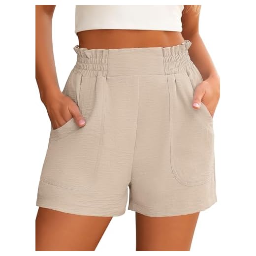 ANRABESS Shorts for Women Summer Casual High Waisted Wide Leg Khaki