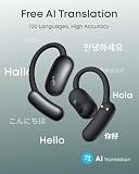 soundcore AeroFit 2 firmy Anker, słuchawki otwarte, regulowane zaczepy na uszy, ścisłe dopasowanie, bogaty bas, dźwięk bezprzewodowy Hi-Res, 42 godz. odtwarzania (Black, With AI assistant)