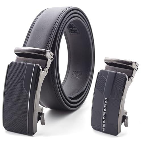 Men's Ratchet Reversible Leather Belt Adjustable Men's Dress, Casual Pants, Jeans Waistband, Comfort