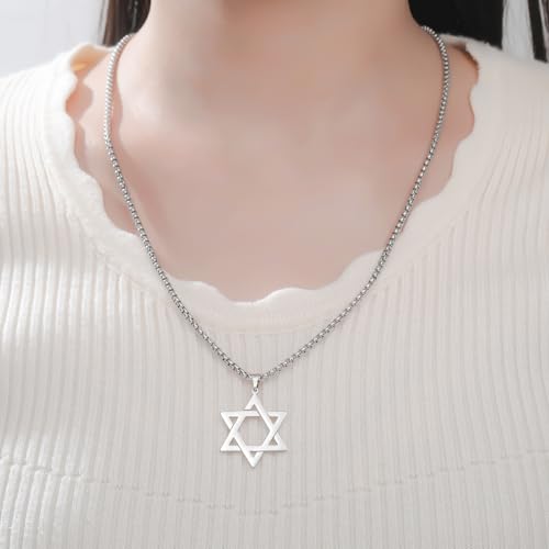 VASSAGO Gwiazda Dawida wisiorek naszyjnik Salomon sześcioramienna gwiazda talizman stal nierdzewna heksagram żydowski izrael biżuteria dla mężczyzn, adjustable, Stal nierdzewna, Bez kamieni