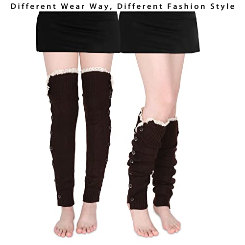 Benefeet Sox Womens Leg Warmers 80s Crochet Cable Knit Thigh High Boot Socks Long Over Knee High Footless Socks Leg Warmer4