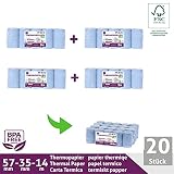 ÖKO EC-Cash rolki termiczne 57 mm x 14 m x 12 mm, rolki kasowe, papier termiczny, rolki bonusowe do bankomatu, czytniki kart kredytowych (57 x 35 x 12) – z tekstem obciążenia SEPA (20 rolek)