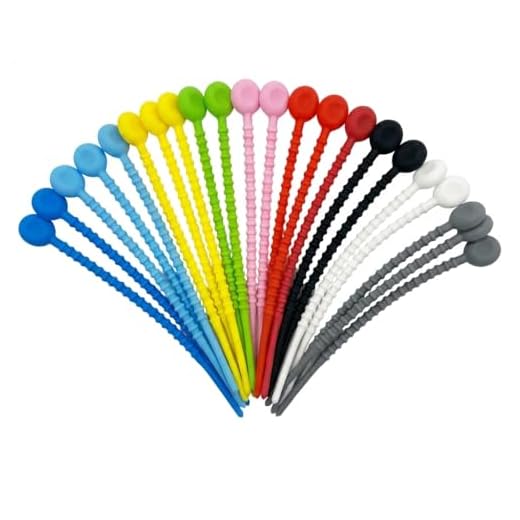 20 PCS Reusable Silicone Cable Management Straps 4.7" Lock Style Cord Organizers, Useful in Home,Office,Kitchen,School, Multiple Colors