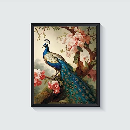 HomeArtPrint Retro Vintage Peacock Poster Art Print, 18x24 inches (Unframed)