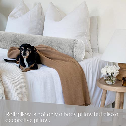 Long Bolster Pillow Round Body Pillow For Adults, Luxury Fluffy Plush Roll Pillow With Shredded Memory Foam Cotton Insert, Decorative Cylinder Pillow Big Tube Pillow For Neck Leg Bed Sleeping Hugging #TOP4
