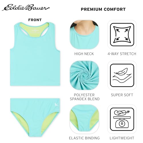 Image of Eddie Bauer Girls' UPF 50+ Swim Bikini Bottom and Racerback Tankini Set
