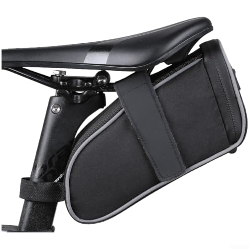 Belnotelt Large Capacity Waterproof Seat Bag with Reflective Strips, 1.3L Lightweight Cycling Saddle Pouch for Road & Mountain Bikes, Quick Release St
