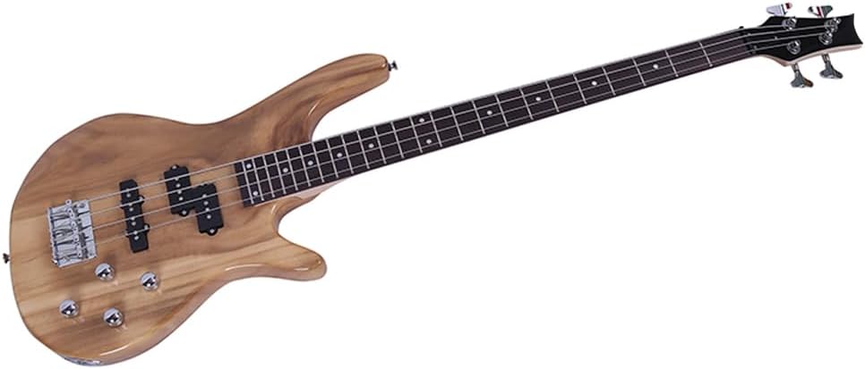 Electric Bass Guitar Kit, Full Size 4-String Bass Guitar for Beginners and Adults, Maple Neck & Rosewood Fingerboard, Right-Handed, Includes Cable & Wrench (Burlywood)