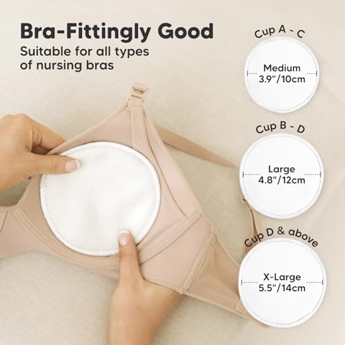 Image of 14-Pack Reusable Nursing Pads for Breastfeeding - Soft & Absorbent 4-Layers Washable Breast Pads for Leaking Milk, Viscose from Bamboo Breastfeeding Essentials, Nipple Covers (Soft White, XL5.5 inch)