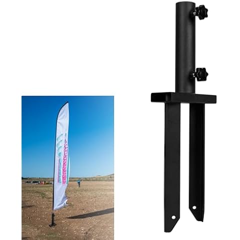 VANROUG Flag Spike Ground Stake,Ground Spike Flag Pole Holder Metal Stakes for Ground, Feather Flag Base, Universal Light Stakes Cover