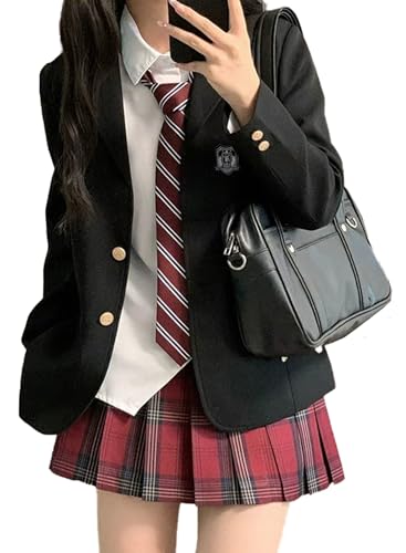 [KLGIRL] 制服 コスプレ ブレザー 高校生 中学生 女子高生 なんちゃって学生服 jk制服 セット 卒業式 入学式 イベント red M - KLGIRL - 商品画像