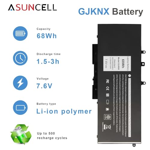 Image of GJKNX 68WH 7.6V Battery Replacement For Dell Latitude 5480 5580 5490 5491 5580 5590 5591 5280 5288 5488 5491 5495 E5480 E5580 E5490 E5590 Precision 3520 3530 Series GD1JP 0GD1JP DY9NT 5YHR4 451-BBZG