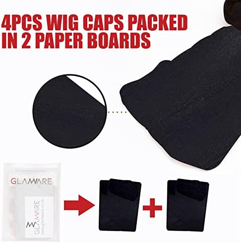 Stocking Wig Cap Ultra Thin - 4 Pieces, Breathable, Sweat Absorber & Stretchable Wig Caps for Women, One Size Fits All (Black)