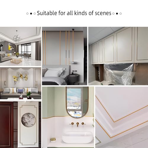 Image of VOLO Stainless Steel 5 Meter /16.4ft Mirror Finish Weather Strip - Waterproof Self-Adhesive Tape for Tile Gap, Wall, Cabinet, Kitchen & Floor - Peel & Stick Adhesive Strip (ROSE GOLD, 25MM (1 INCH))
