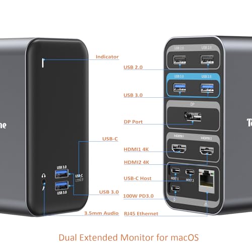 USB C Docking Station Dual Monitor for MacBook Pro/Air（Not M1/M2/M3）, Triple Display Laptop USB-C Hu