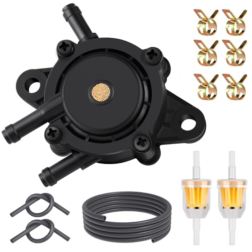 Fuel Pump with Filter and Oil Hose, Vacuum Fuel Pump for Kohler 17HP-25 HP Briggs and Stratton 808492 808656 Mikuni, Compatible with John Deere Kawasaki Yamaha Golf Cart Lawn Mower