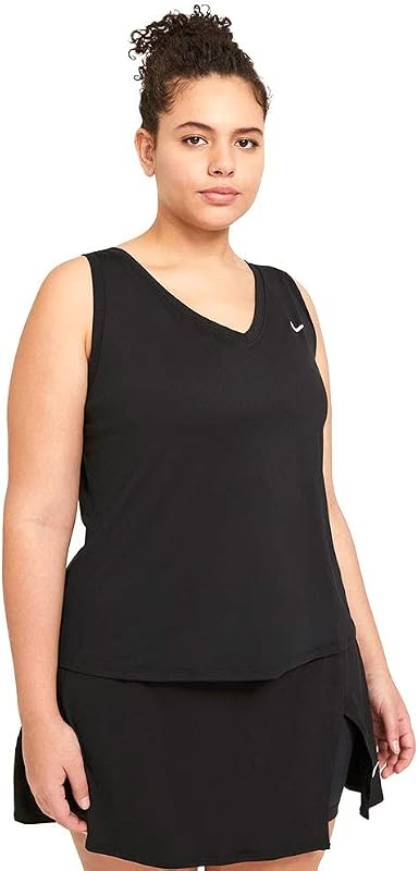 Nike Court Victory Tennis Tank Top sin mangas para mujer (as1, Alpha, x_s, Regular, Regular, Negro/Blanco, X-Small)