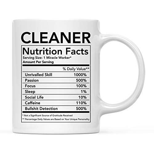 Andaz Press Funny 11oz. Ceramic Coffee Tea Mug Thank You Gift, Cleaner Nutritional Facts, 1-Pack, Novelty Gag Birthday Christmas Gift Ideas Coworker