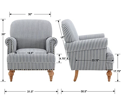 Kmaxlinenaccentchairmidcenturymodernsofachaircomfyloungechairarmchairupholsteredreadingclubchairwithsoildwoodlegsforlivingroombedroombluestripe Urban Country Home Decor Kmax linen accent chair mid century modern sofa chair comfy lounge chair armchair upholstered reading club chair with soild wood legs for living room bedroom blue stripe urban country home decor