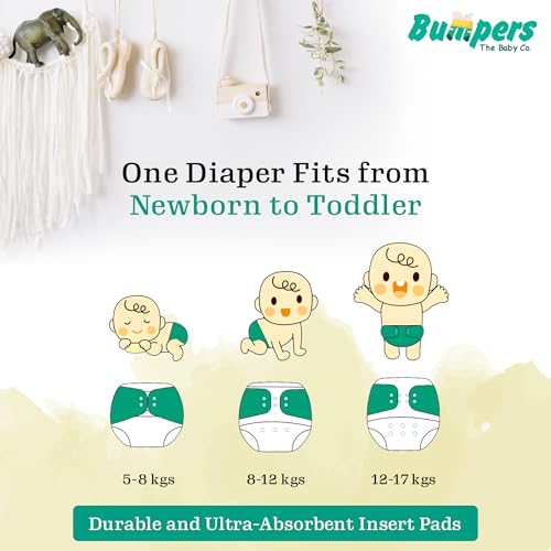 Image of Bumper Baby Reusable Cloth Diaper with Insert Pad | Leak-Proof, Super Absorbent & Ultra Soft | Adjustable & Washable Cloth Diaper | Prevent Rashes | Freesize 5-17Kg | (3M-3Y), Pack of 4, Red