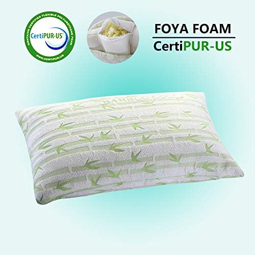 Iyee Nature Shredded Memory Foam Pillow Breathable Bamboo Fiber Bed Pillow Queen Size Shredded Memory Foam Pillow