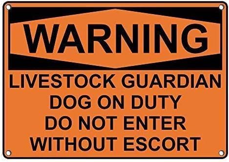 Warning Sign - Livestock Guardian Dog On Duty Do Not Enter, Aluminum Rust-Proof Security Sign for Yards, Farms, Outdoor Spaces, 12X8inch