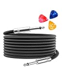 Aqdocvf Guitar Cable, Guitar Cord 20ft AMP Cord for Bass & Electric Guitars/Keyboard/Mandolin TS 1/4 Inch Instrument Cable, Pro Audio Straight Angle Black