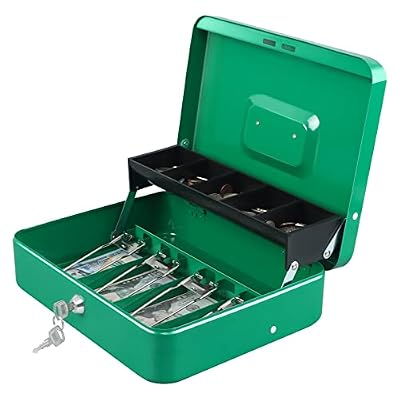 xydled Cash Box with Key Lock, Metal Money Box, Safe Storage box, Green