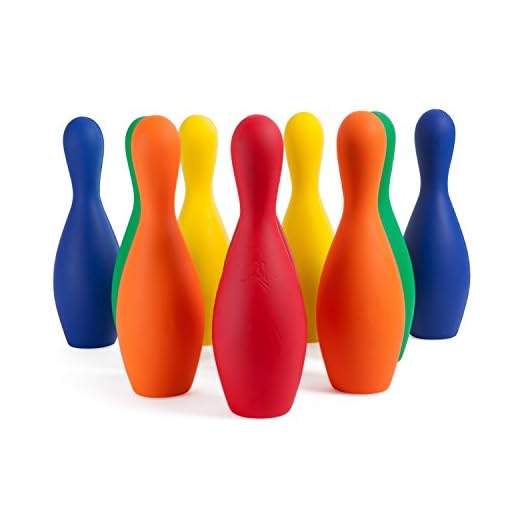 Champion Sports Multicolor Bowling Pins: Weighted Foam Set for Training & Kids Games, Medium