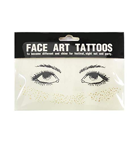 Akoak 1 Pack Disposable Face Tattoo Waterproof Sticker Gold Personality Freckle Lady Face Art Makeup Tool Accessories #TOP30