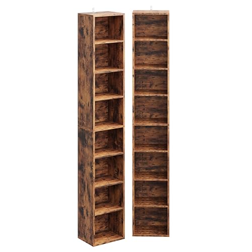 IRONCK Tall Narrow Bookshelf 8 Tiers 71in Set of 2,