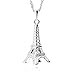 GemsChest Sterling Silver Eiffel Tower Pendant Necklace 18" Chain