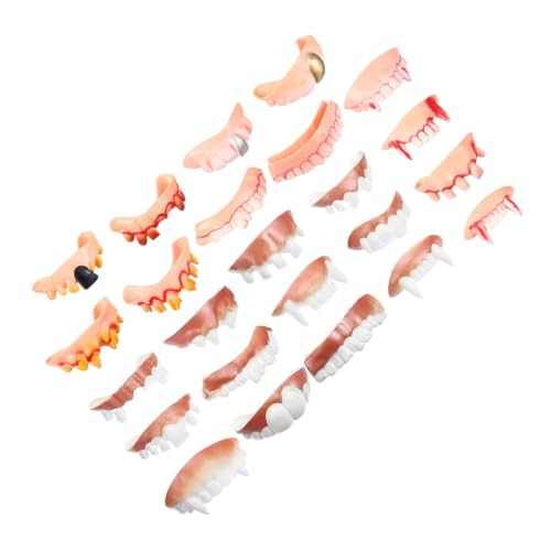 MOLUCKFU 24 PièCes Fausses Dents Rigolotes pour Halloween Accessoires De DéGuisement Jouets De Farce Dents Laides pour FêTe Cosplay Portable LéGer