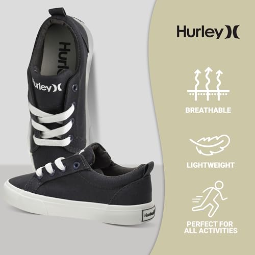 Image of Hurley Kids Finn Sneakers - Canvas Skate Shoes for Kids, Low Cut Tennis Shoes for Girls and Boys