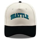 DYBICKT Two Tone Trucker Baseball Cap with Embroidered SeattleCity Letters, Classic Cotton Hat for Men and Women Gift Ideas