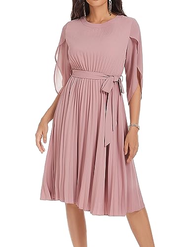 GRACE KARIN Vestido Casual De Gasa Ligero Y Aireado con Mangas 3/4 Y Cuello Redondo para Mujer para Primavera Verano M