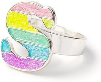 Claires Pastel Glitter Initial Ring - Letter S