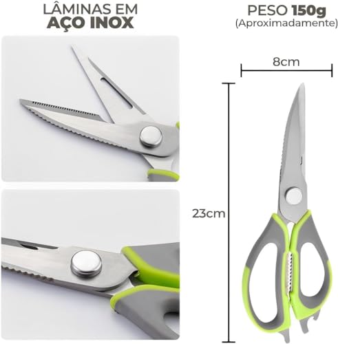 Tesoura De Cozinha Desmontável Aço Inox Cortar Alimentos Frango Peixe Multiuso-Vende Mais (Vermelho)