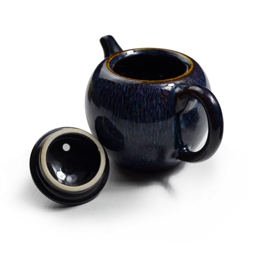 Porcelain Teapot, 9oz Tea Pot Small Teapot Chinese Tradition Kiln-changed Glaze Colored Ceramic Tea kettle (blue) by Liang baobao - Image 8