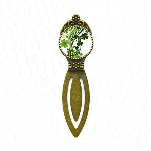 Marque-page trèfle Saint-Patrick en métal rétro pour livre d'histoire irlandaise